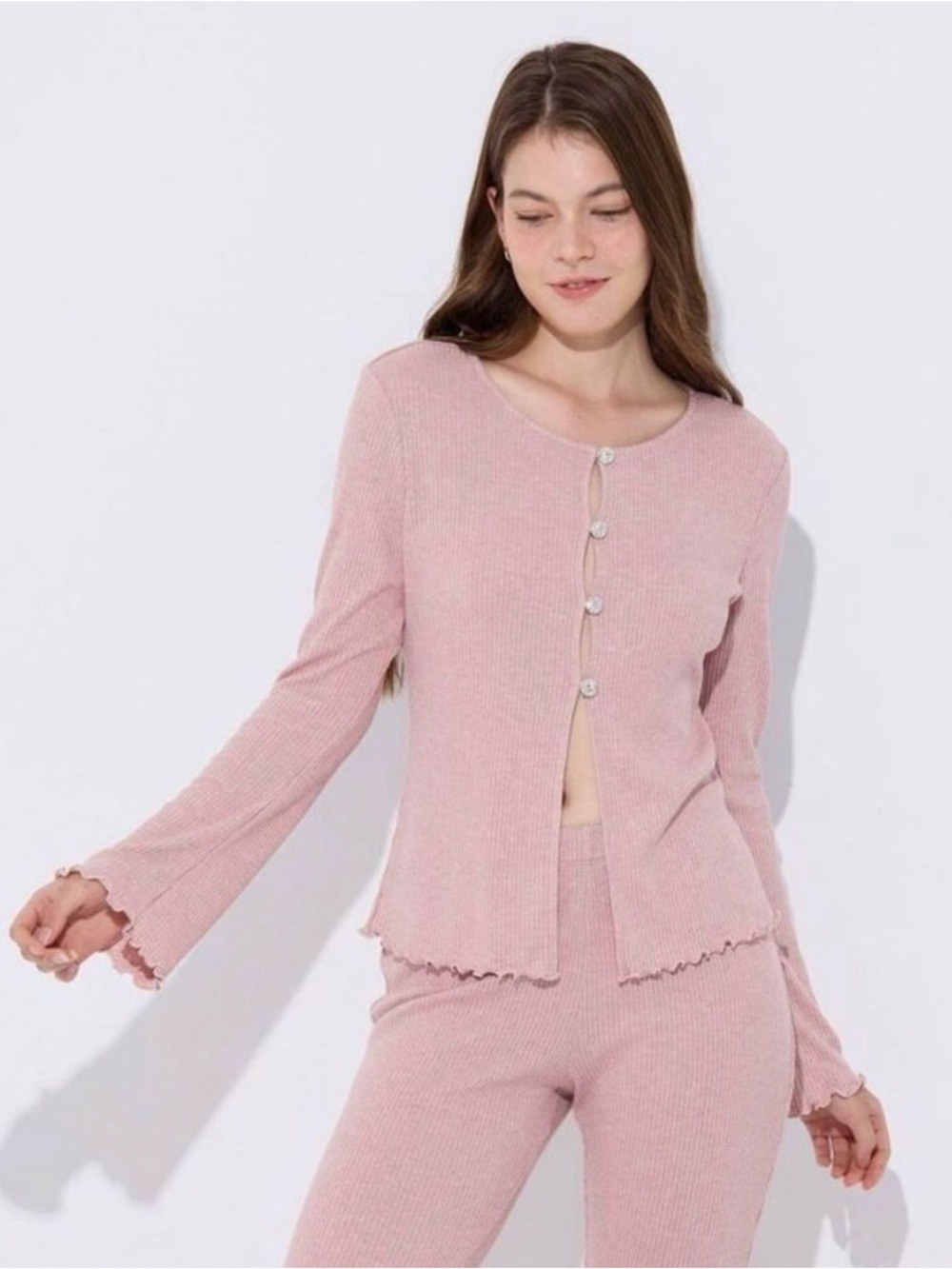 Wild Fable Women‘s metallic Rib-Knit Cardigan Pink L NWT